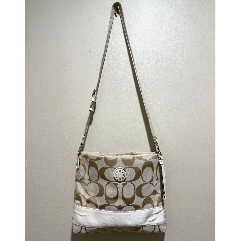 Coach Monogram Crossbody Bag Purse Tan Signature Series A1276-F19220 Please Read